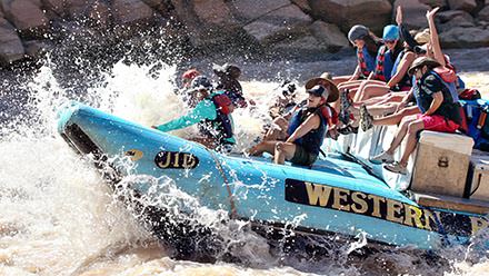 Western's motorized J-Rig raft is able to explore more canyon per day than oar-powered vessels.